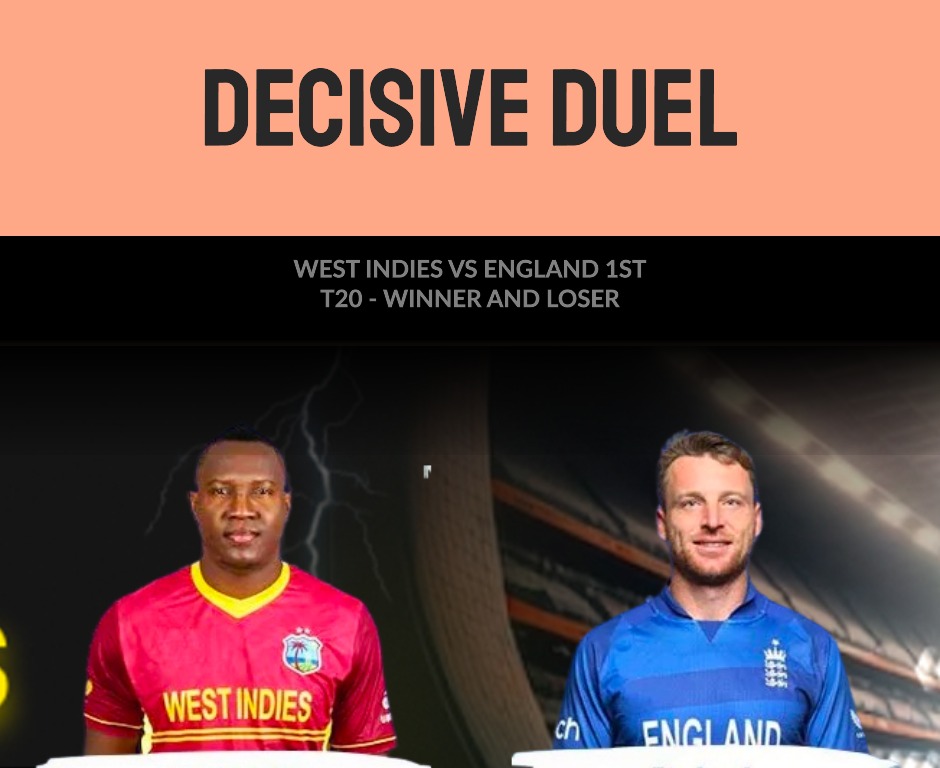 West Indies vs England 1st T20 - Winner and Loser