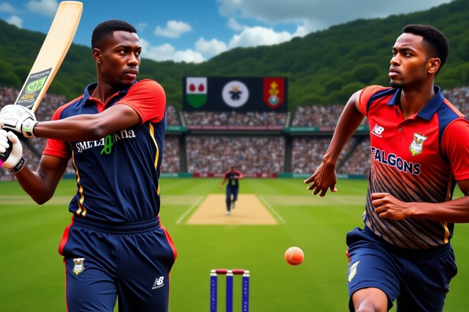 Saint Lucia Kings vs Antigua and Barbuda Falcons playing cricket Indibet Betting and Casino
